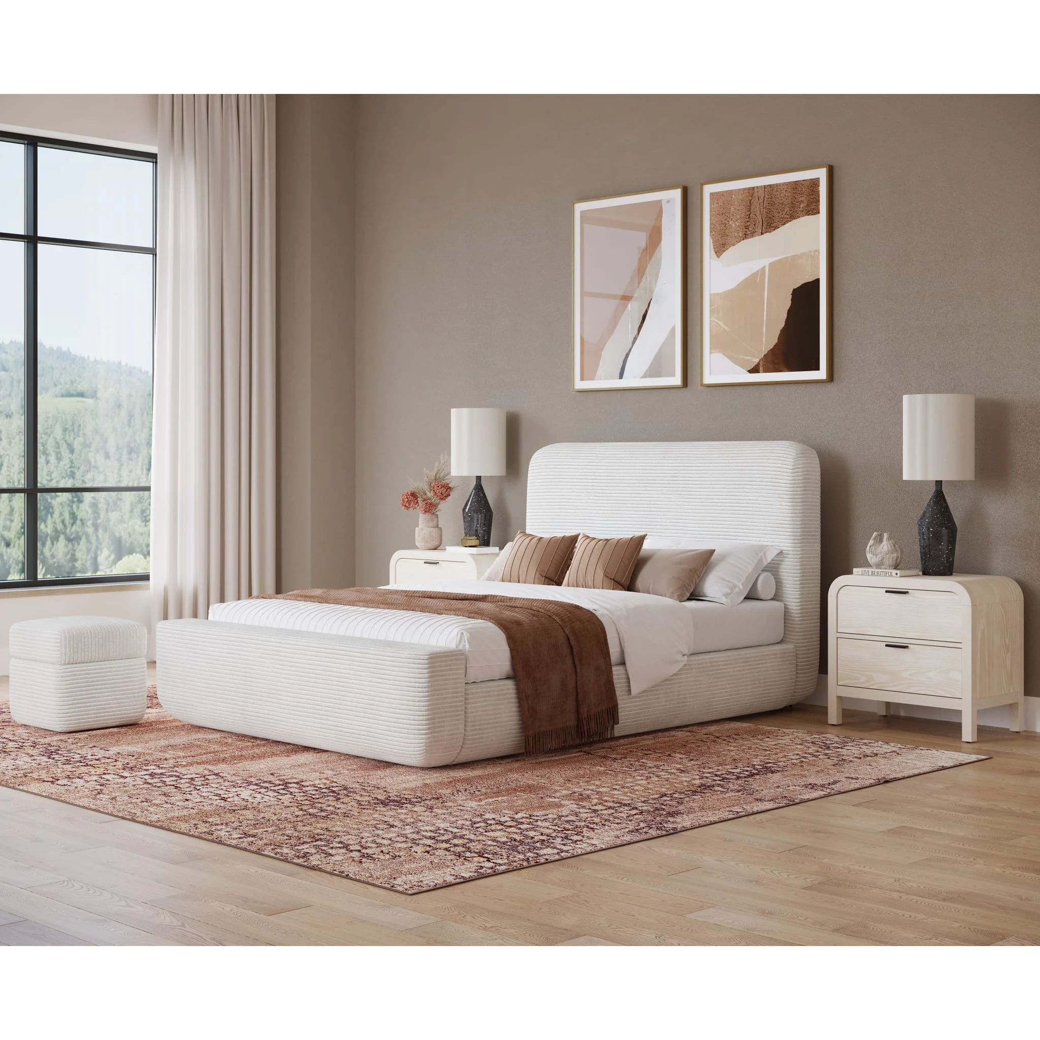 Wisteria Upholstered Storage Ottoman in Frosty Corduroy - Image 5