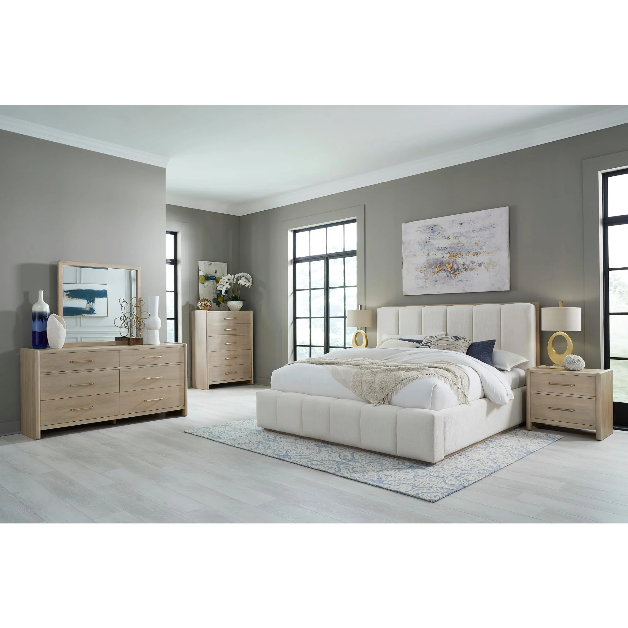 Gardenia Wood Frame Upholstered Platform Bed in Cotton and Chai - Image 10