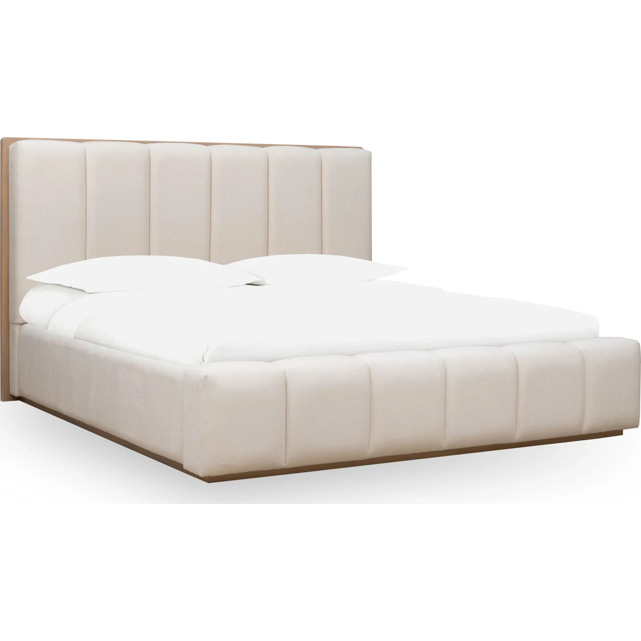 Gardenia Wood Frame Upholstered Platform Bed in Cotton and Chai - Image 4