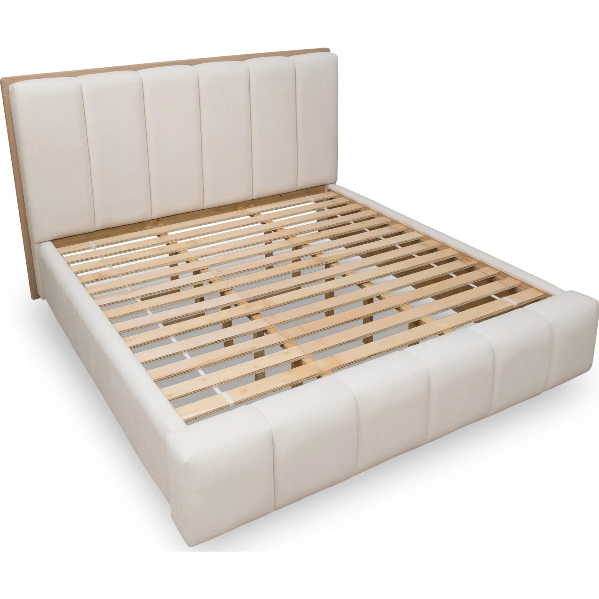 Gardenia Wood Frame Upholstered Platform Bed in Cotton and Chai - Image 9