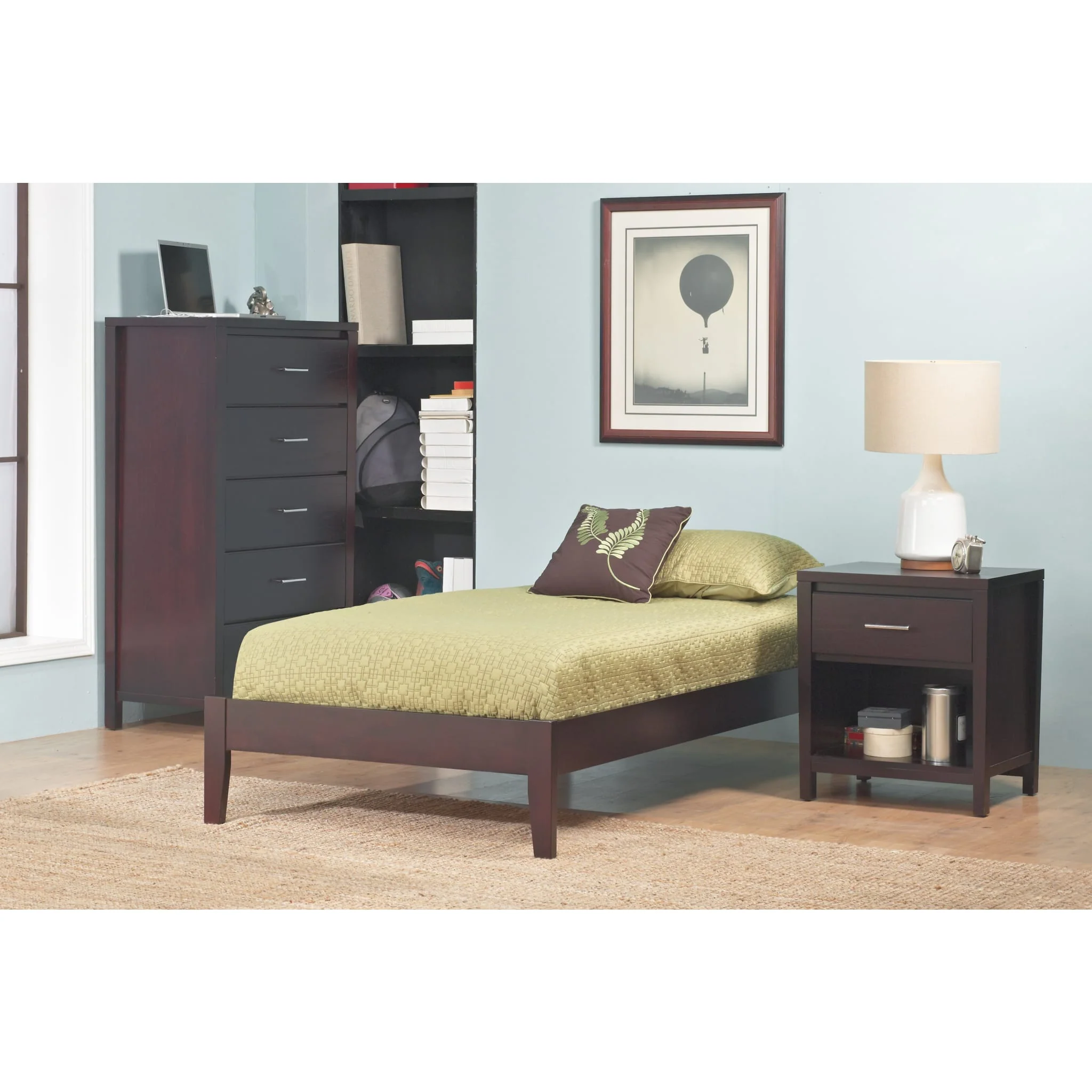 Simple Wood Platform Bed in Espresso - Image 4