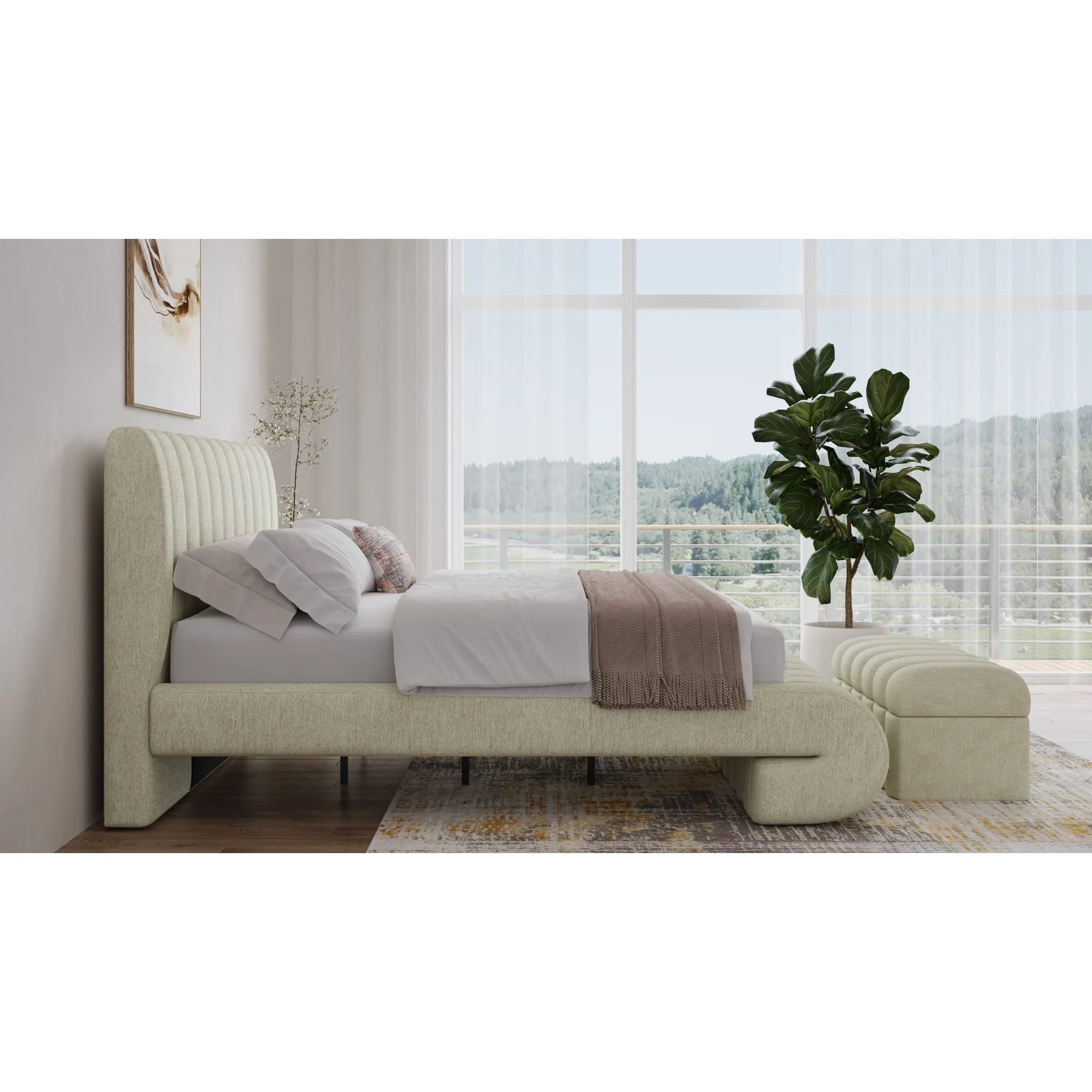 Savage Maximalist Upholstered Bed in Sandy Chenille - Image 3