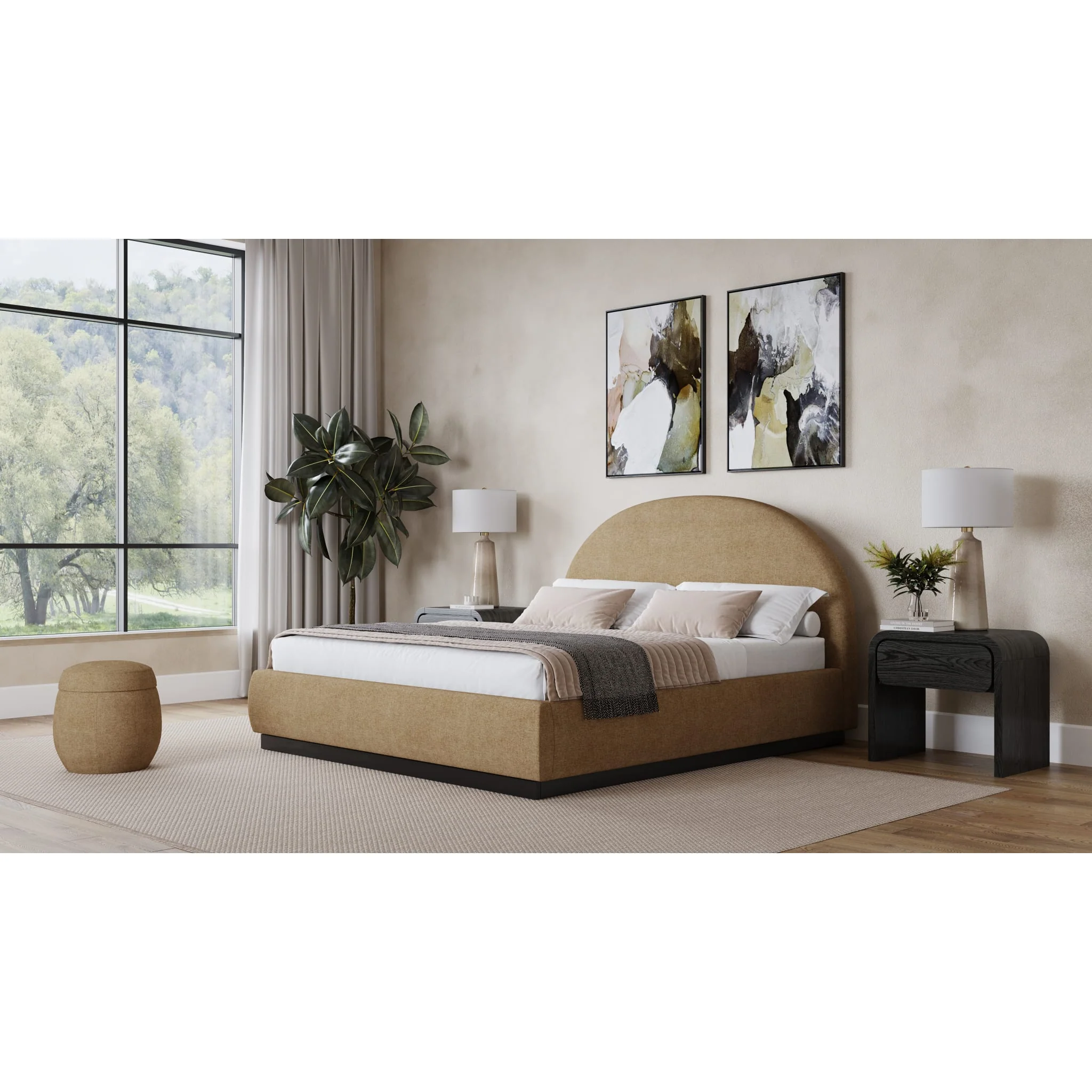 Flex Upholstered Ottoman in Porcini Chenille - Image 3