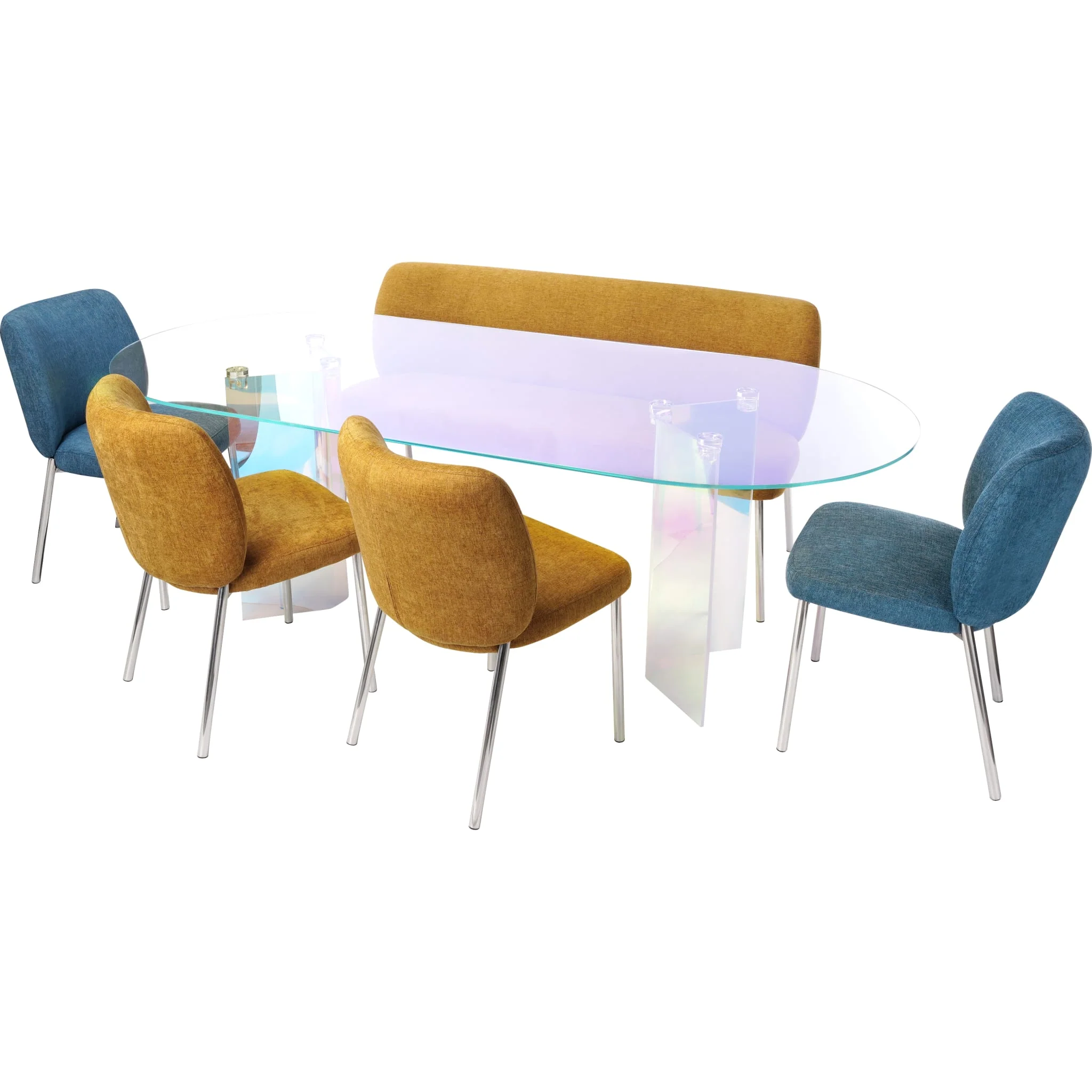 Fomo Chenille-upholstered Stainless Steel Base Dining Chair in Azure - Image 10