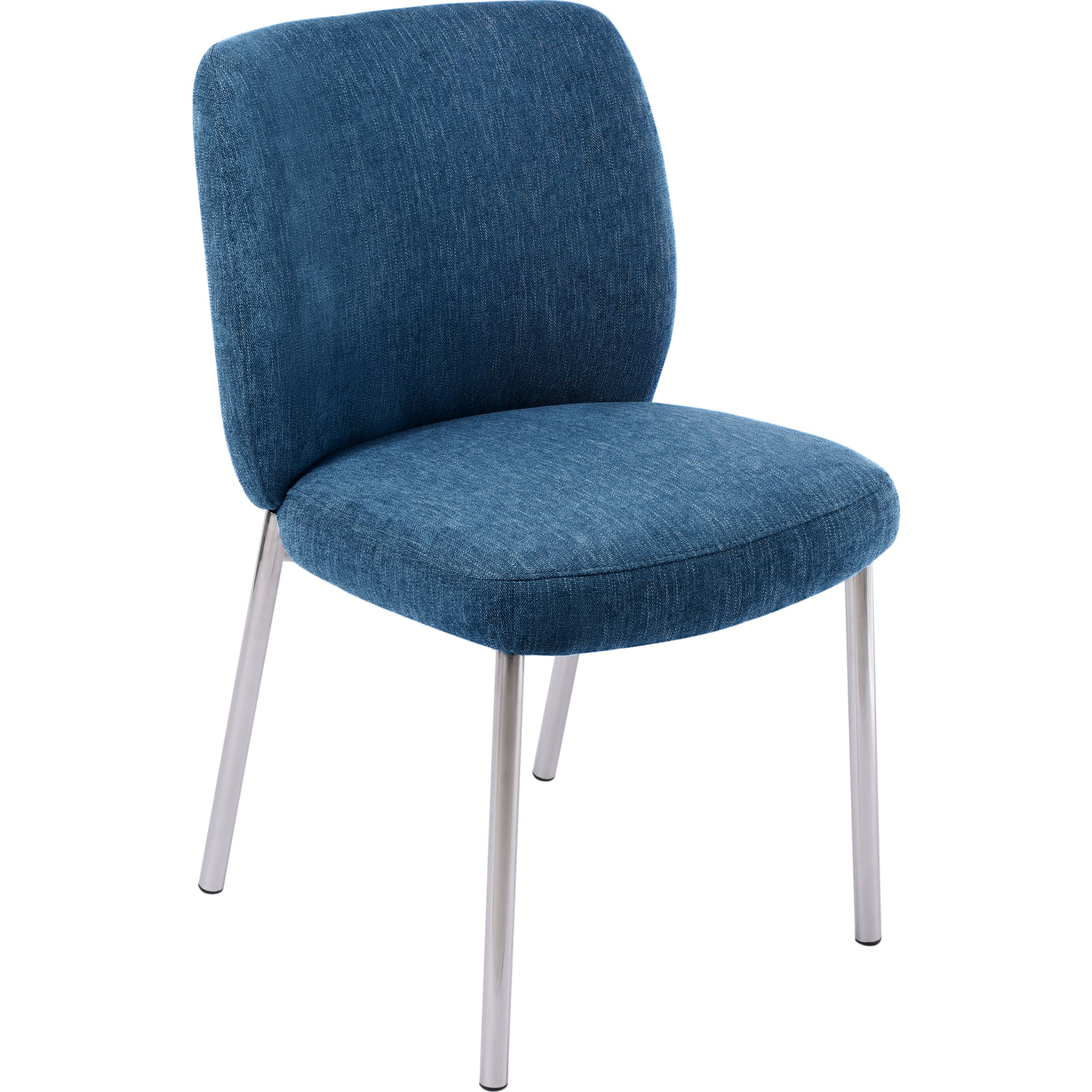 Fomo Chenille-upholstered Stainless Steel Base Dining Chair in Azure - Image 3