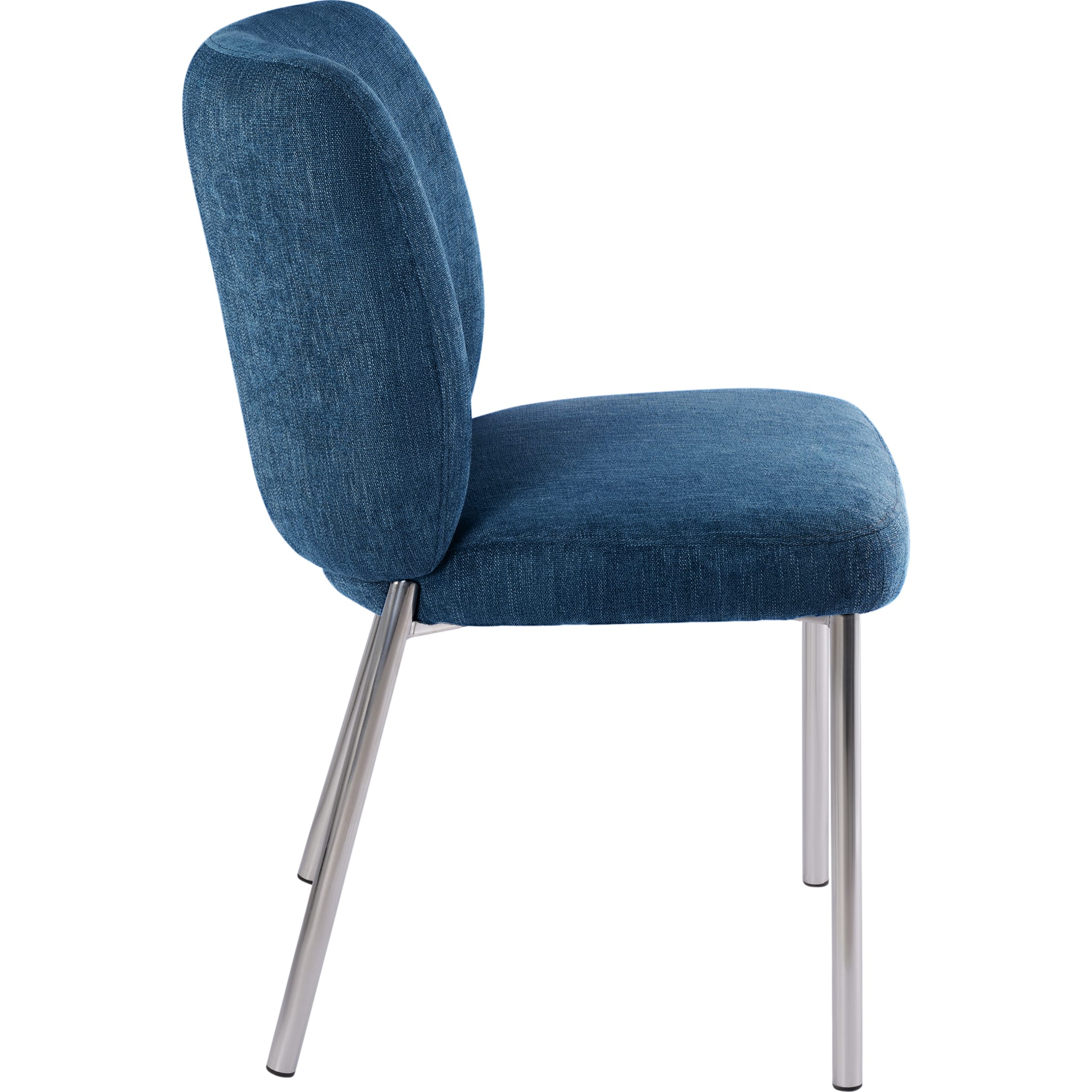 Fomo Chenille-upholstered Stainless Steel Base Dining Chair in Azure - Image 4