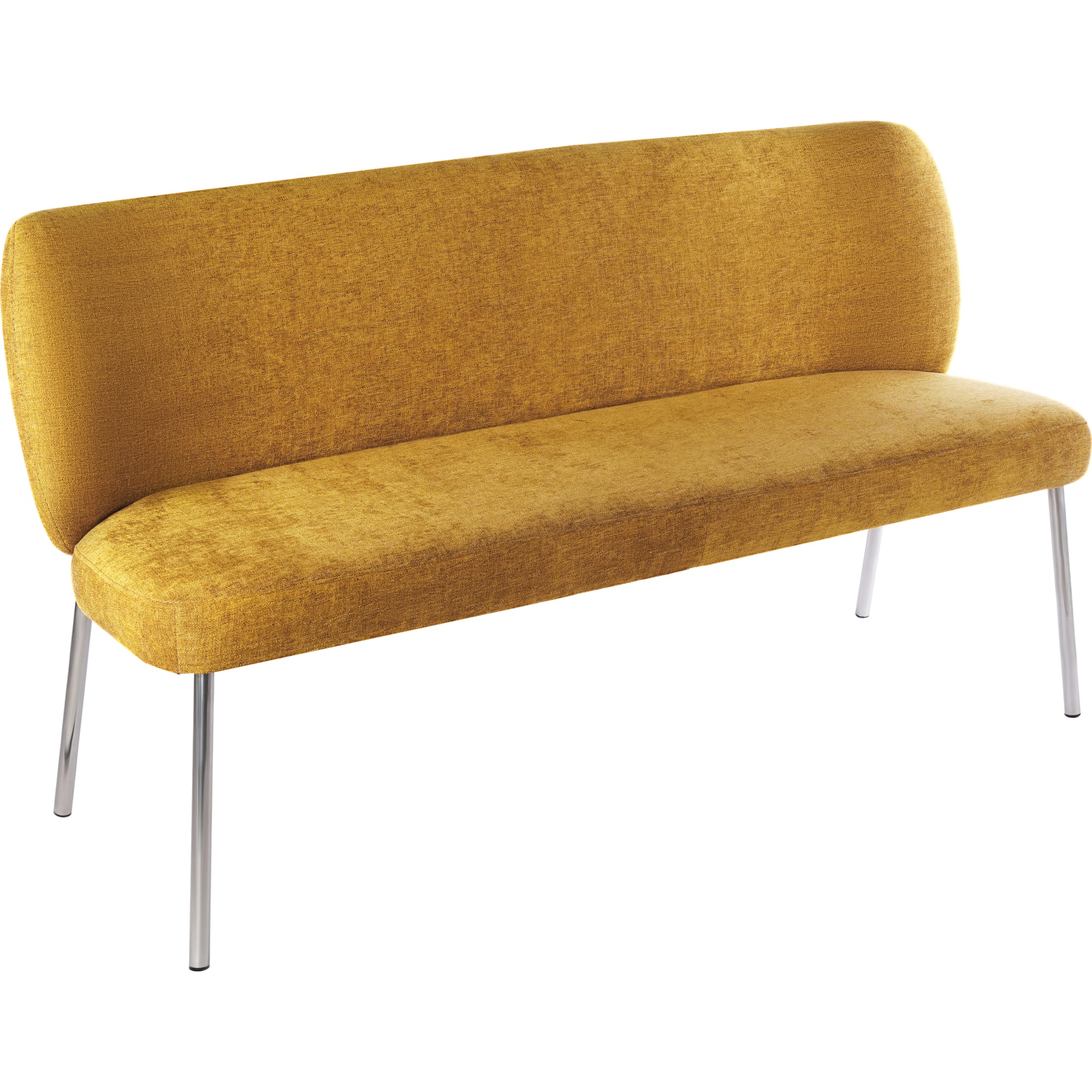 Fomo Chenille-upholstered Stainless Steel Base Settee in Pineapple - Image 3
