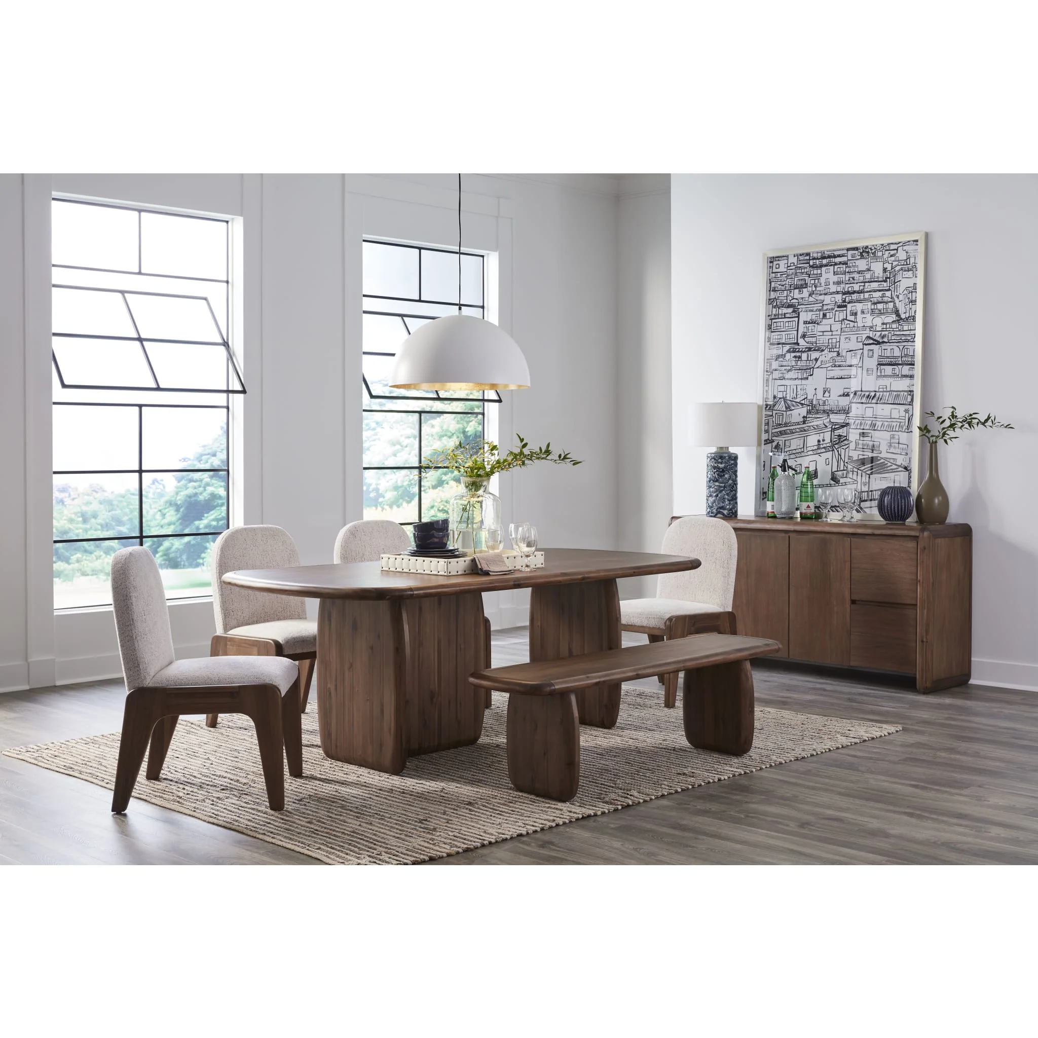 Xolani Rectangular Acacia Wood Pedestal Table in Impala - Image 10