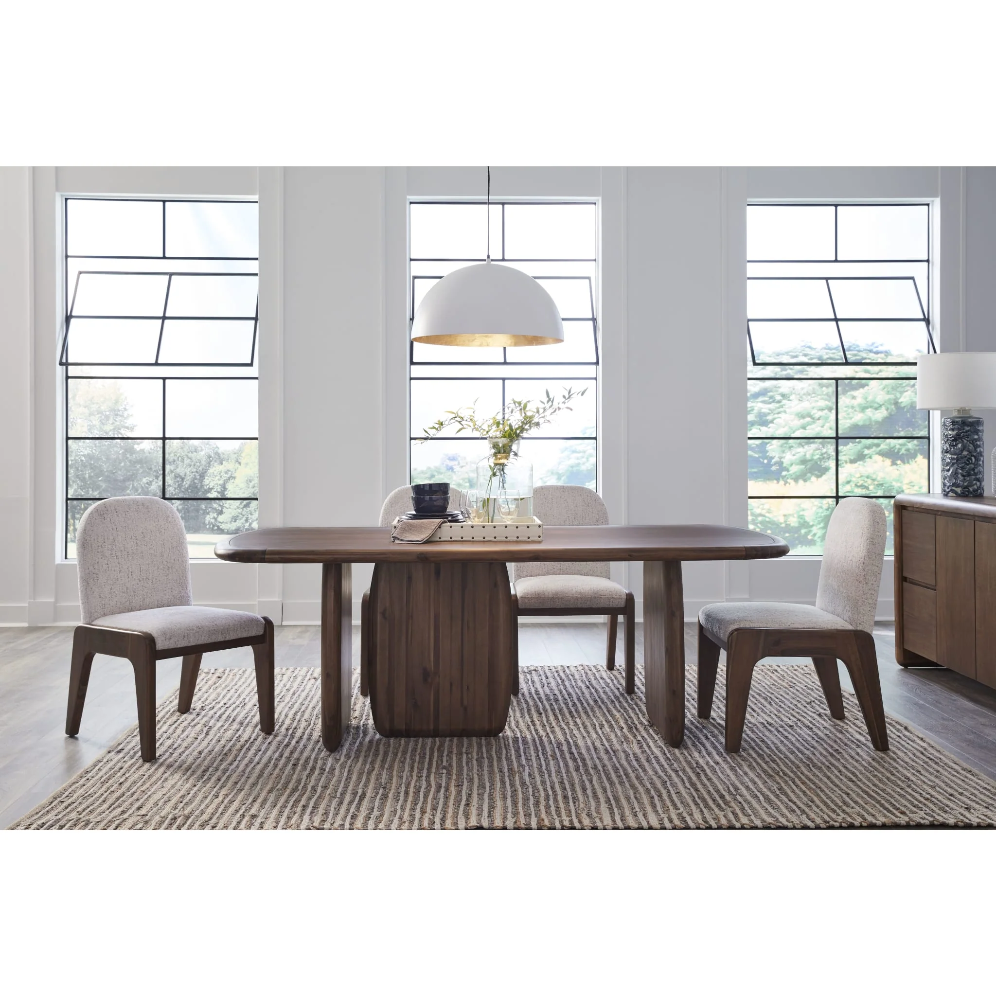 Xolani Rectangular Acacia Wood Pedestal Table in Impala - Image 11