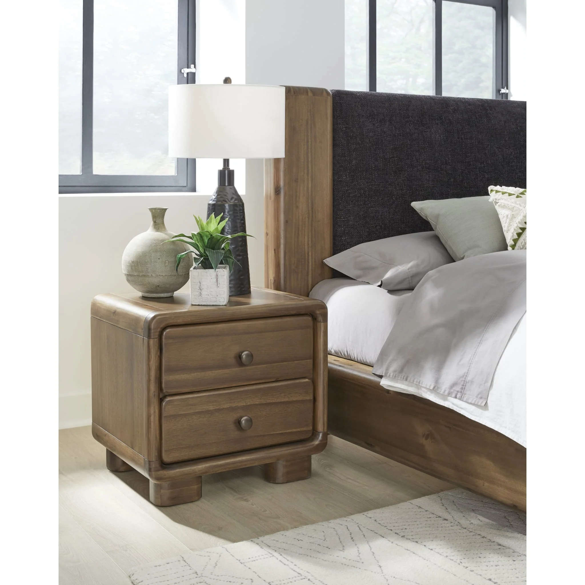 Boka Two Drawer Acacia Wood Nightstand in Impala - Image 8