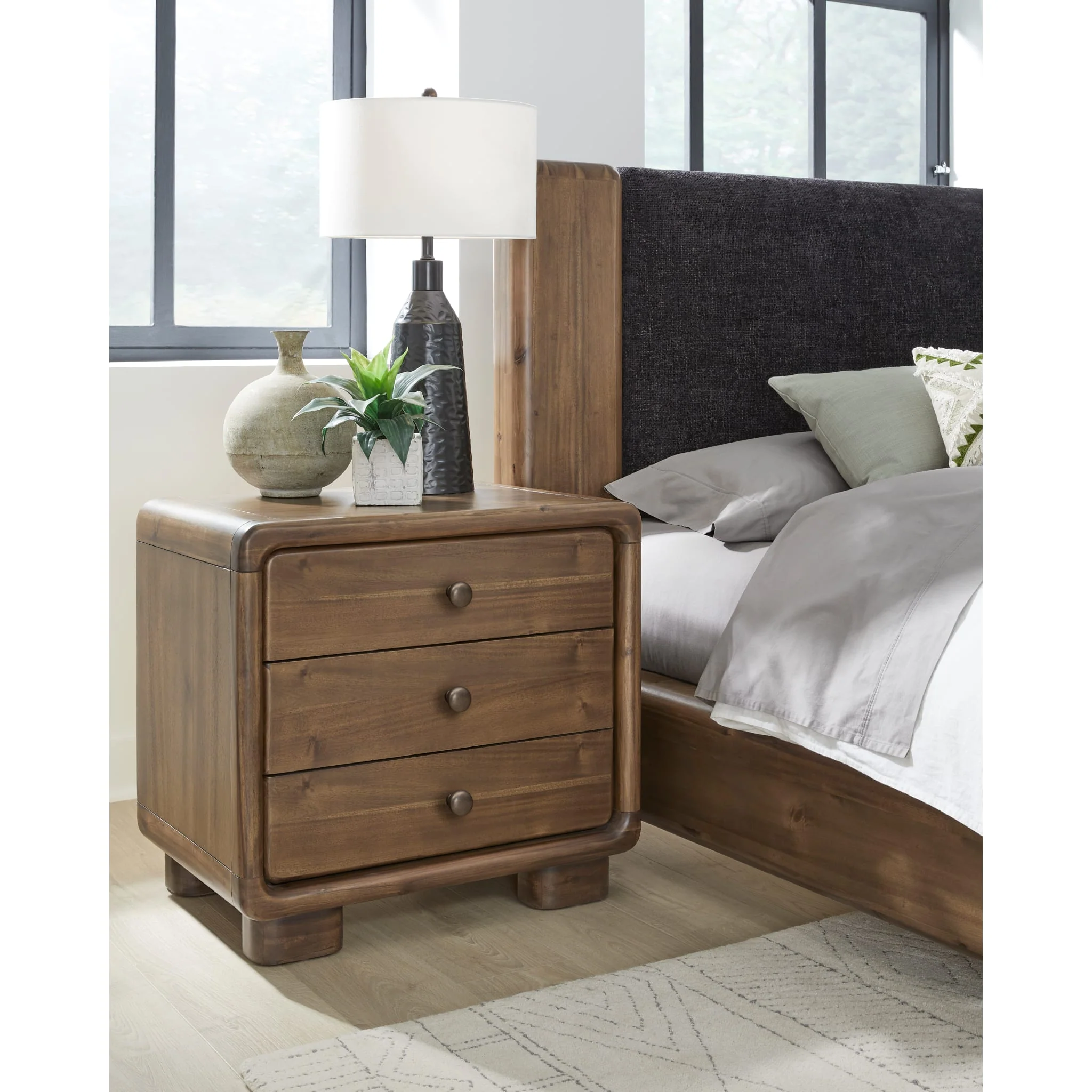 Boka Three Drawer Acacia Wood Nightstand in Impala - Image 8