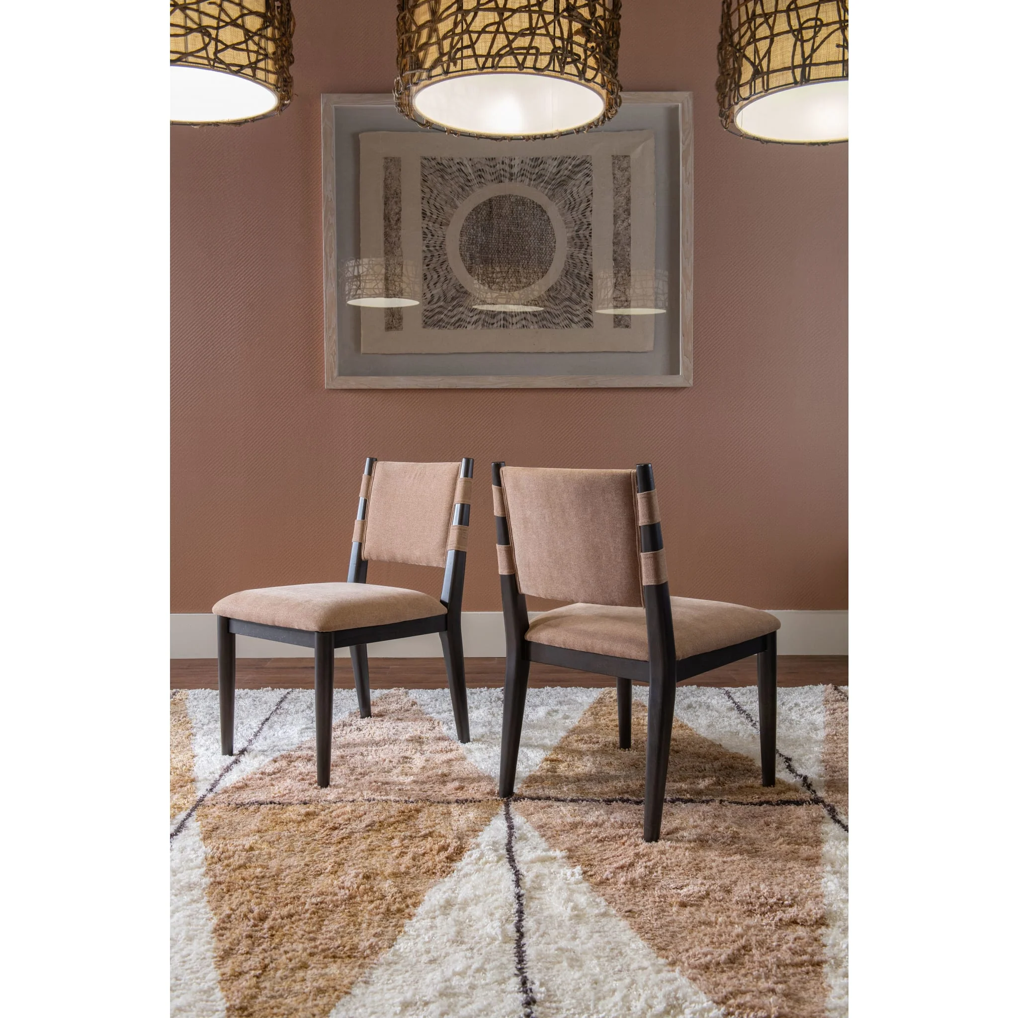 Koko Chenille Upholstered Dining Chair in Porcini and Minx - Image 4