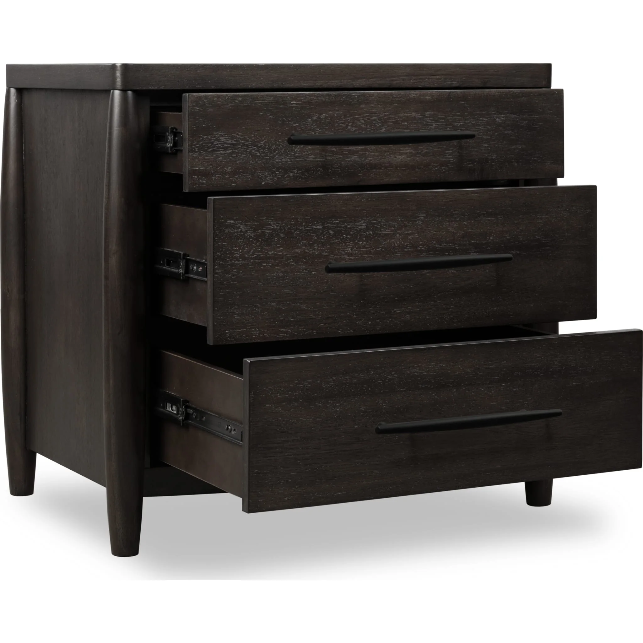 Koko Three Drawer Nightstand with Cord Management in Minx - Image 3