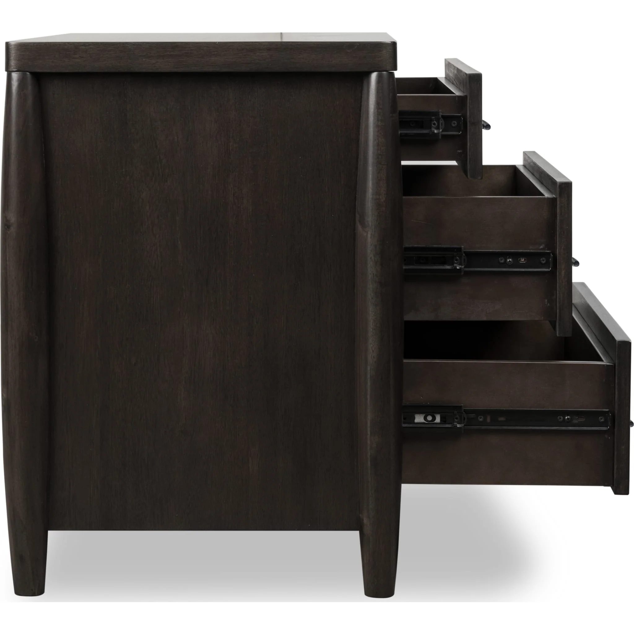 Koko Three Drawer Nightstand with Cord Management in Minx - Image 4