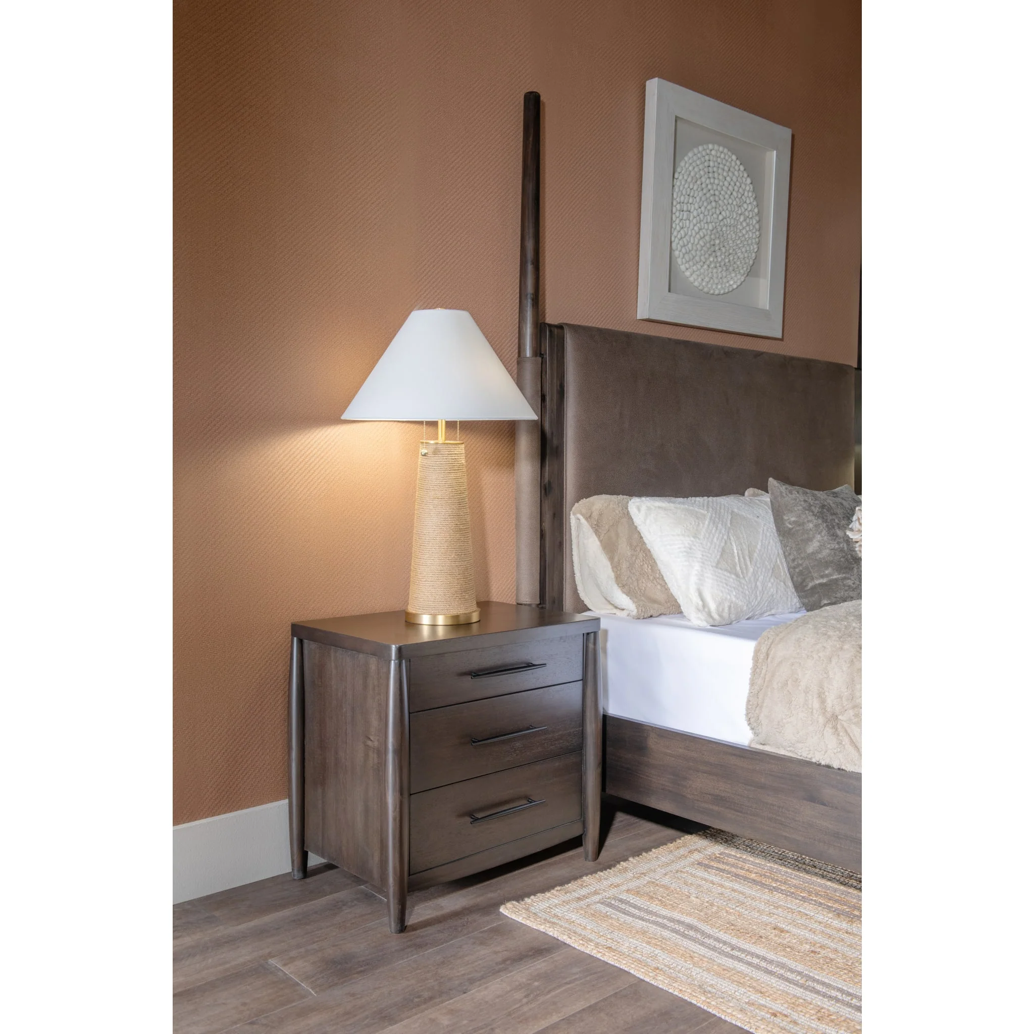 Koko Three Drawer Nightstand with Cord Management in Minx - Image 8