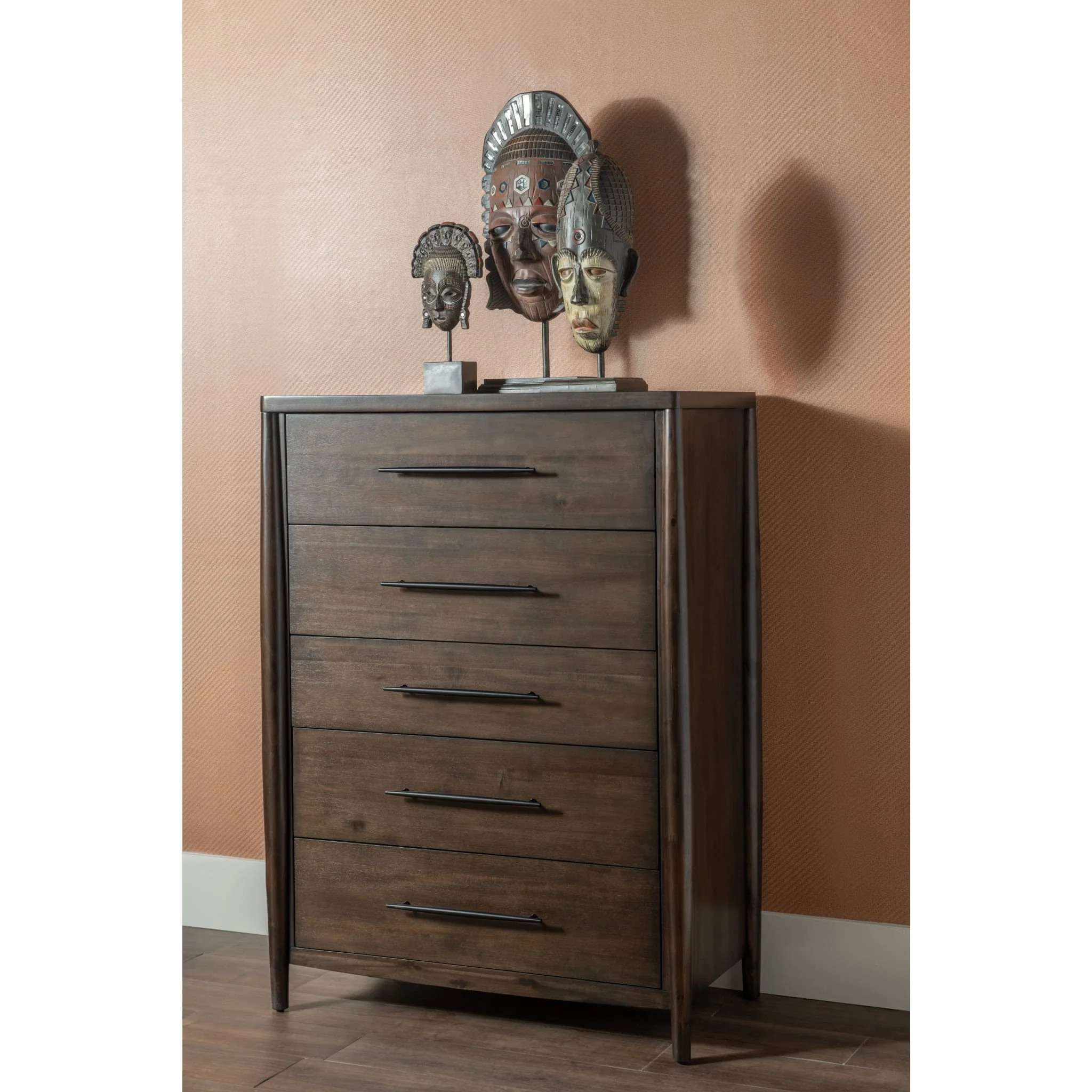 Koko Five Drawer Acacia Wood Chest in Minx - Image 8