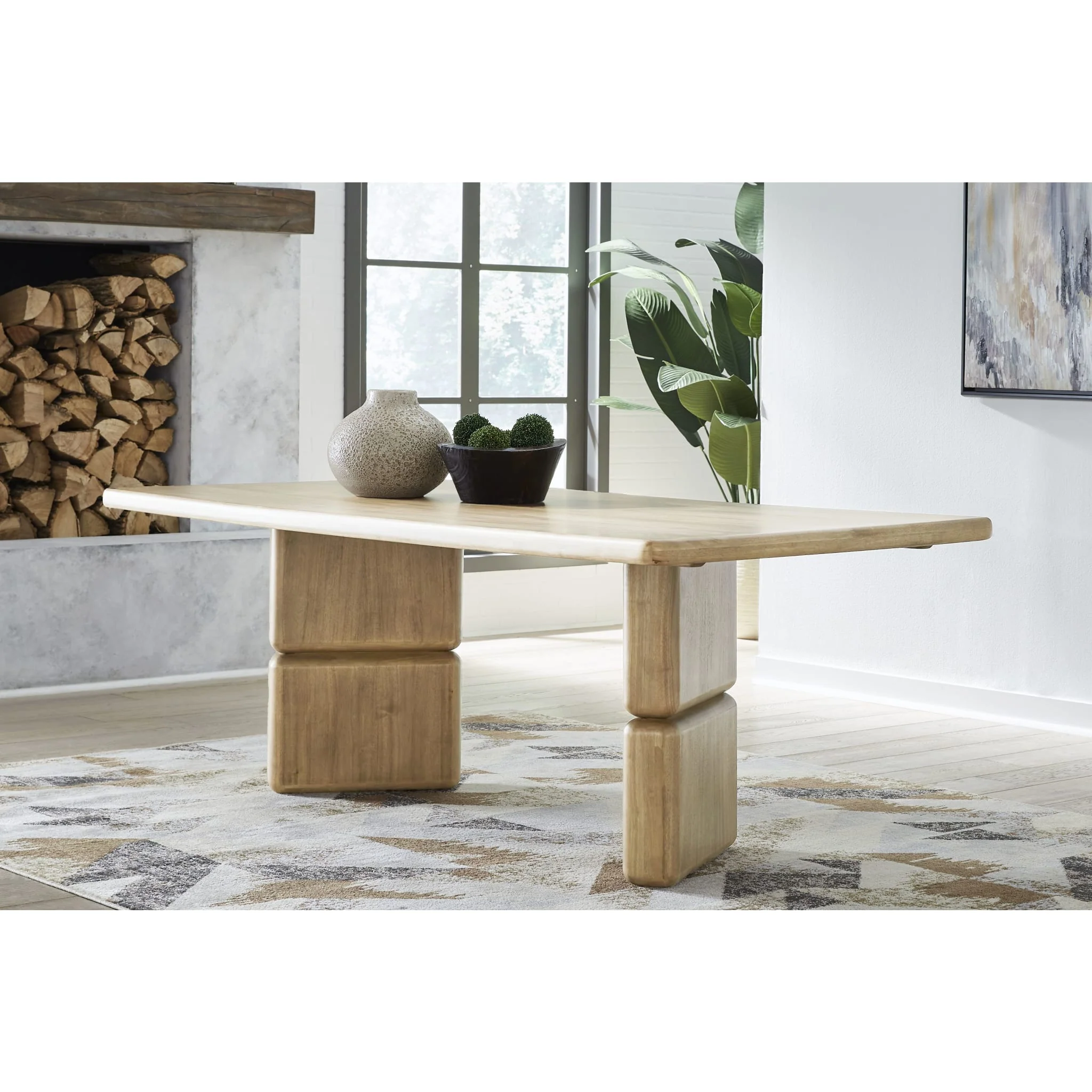 Nia Rectangular Acacia Wood Dining Table in Lioness - Image 10