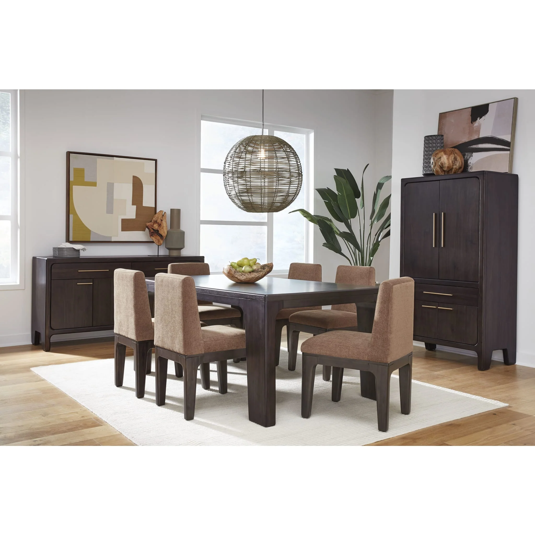 Zamba Chenille Upholstered Acacia Wood Dining Chair in Pineapple and Jaguar - Image 8
