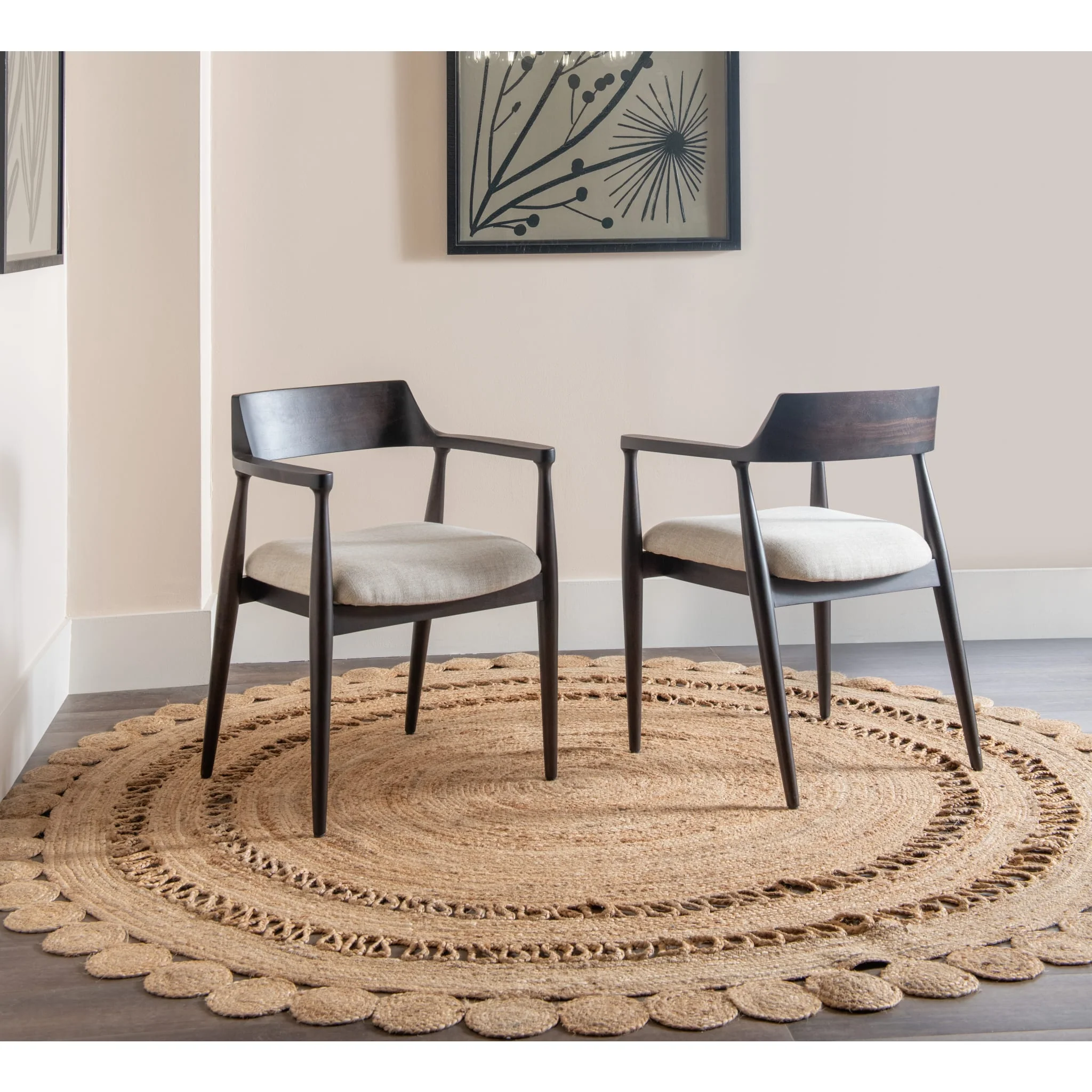 Amaroo Solid Mango Linen Upholstered Dining Arm Chair in Honey Date - Image 6