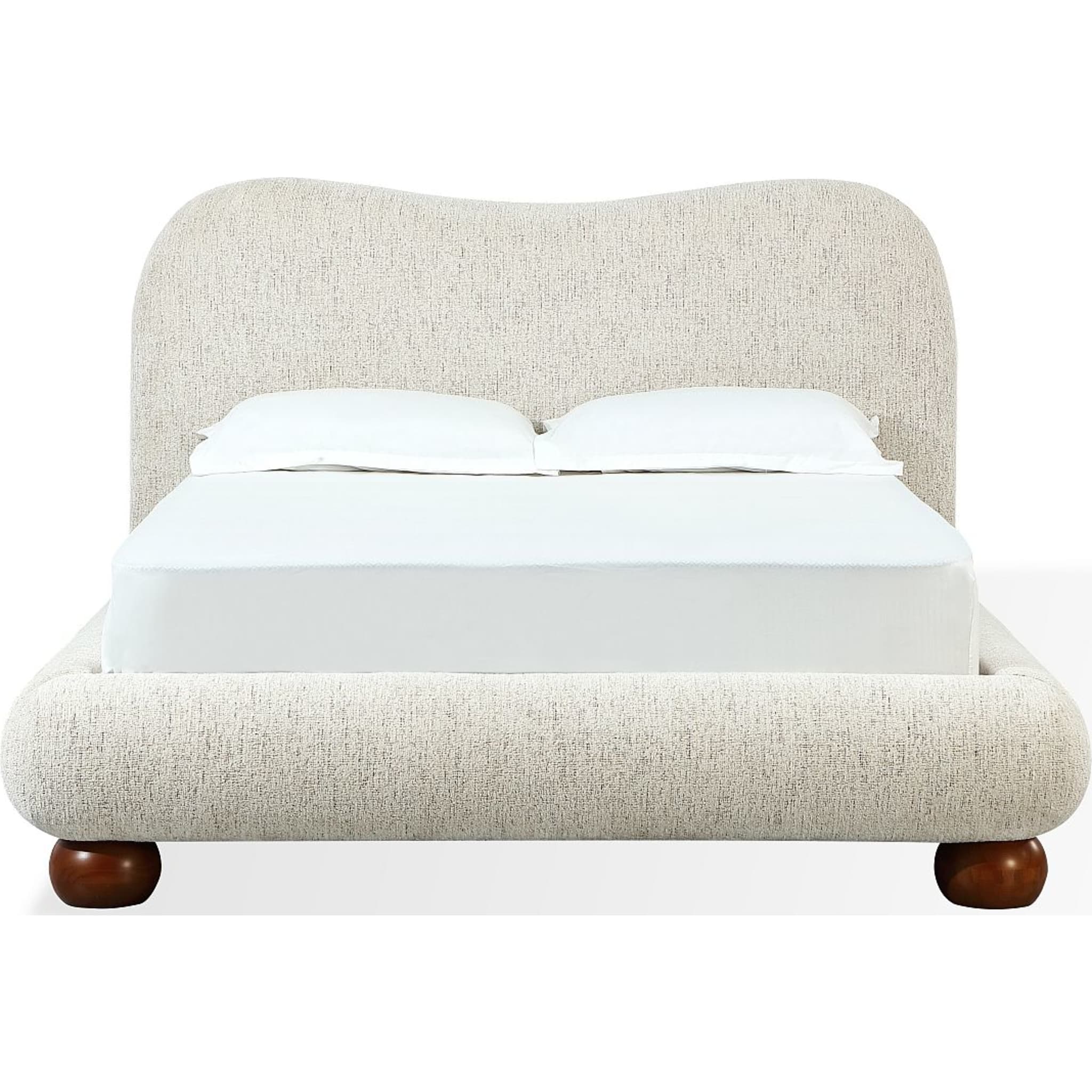 Afra Chenille Upholstered Wood Leg Platform Bed in Chinchilla - Image 3