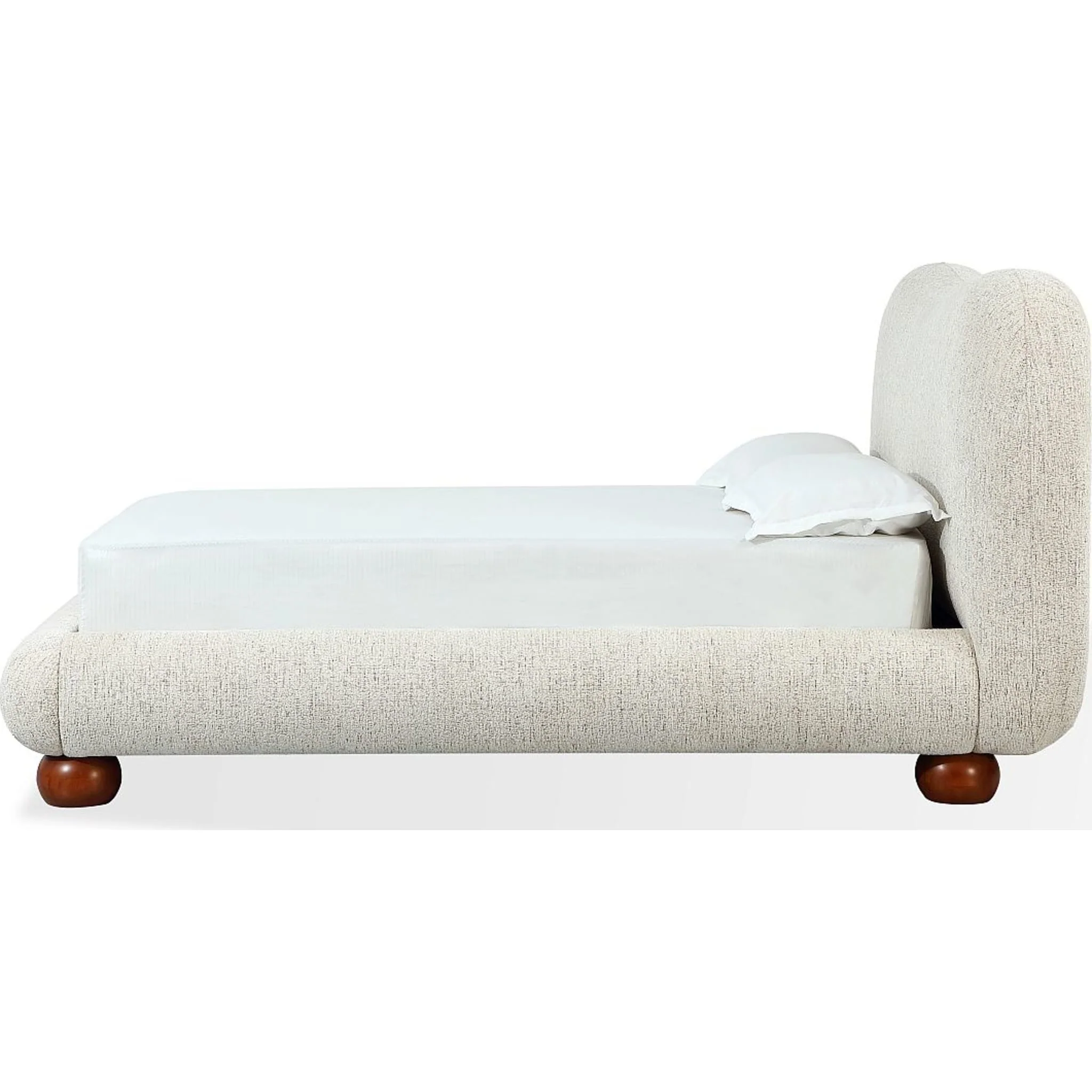Afra Chenille Upholstered Wood Leg Platform Bed in Chinchilla - Image 4