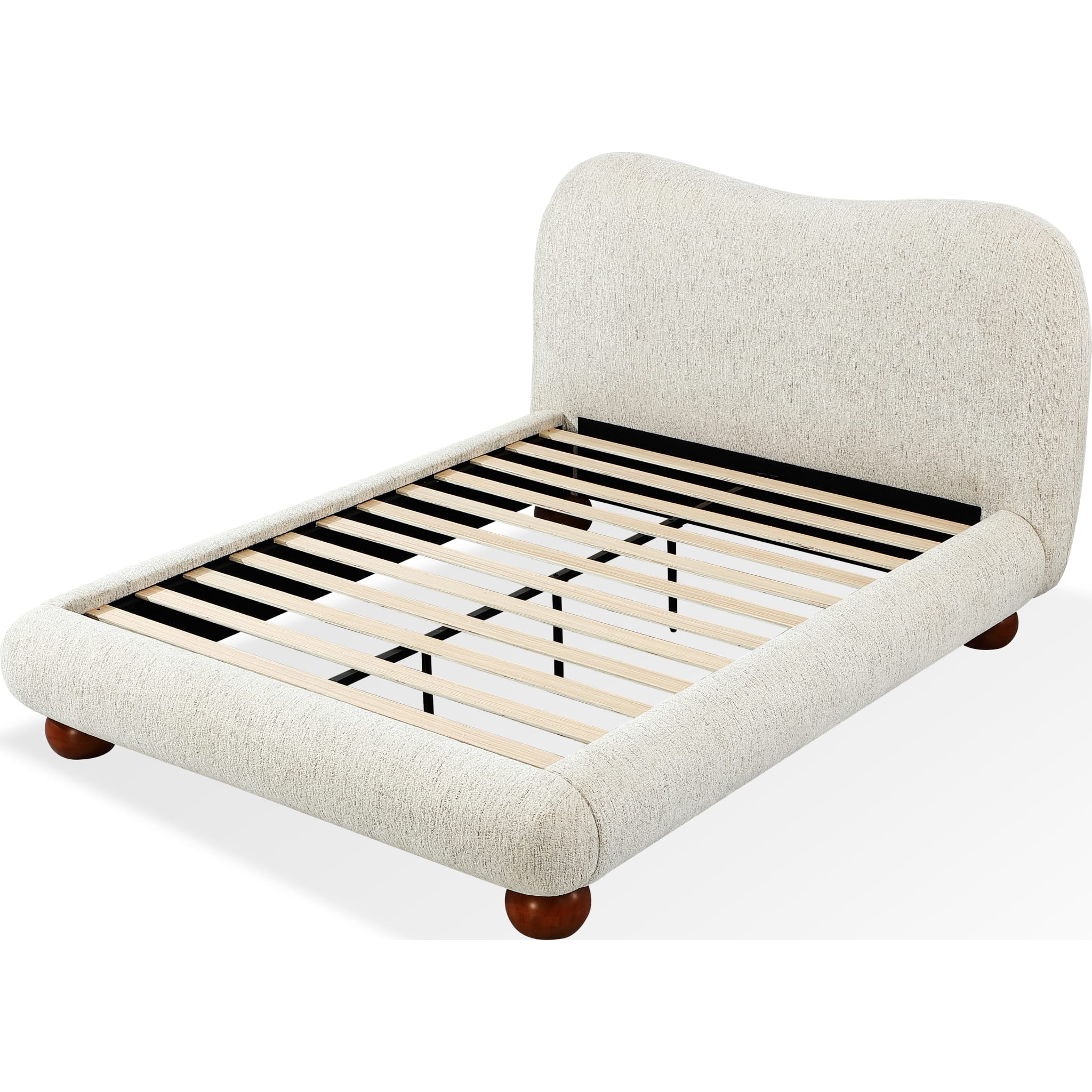 Afra Chenille Upholstered Wood Leg Platform Bed in Chinchilla - Image 6