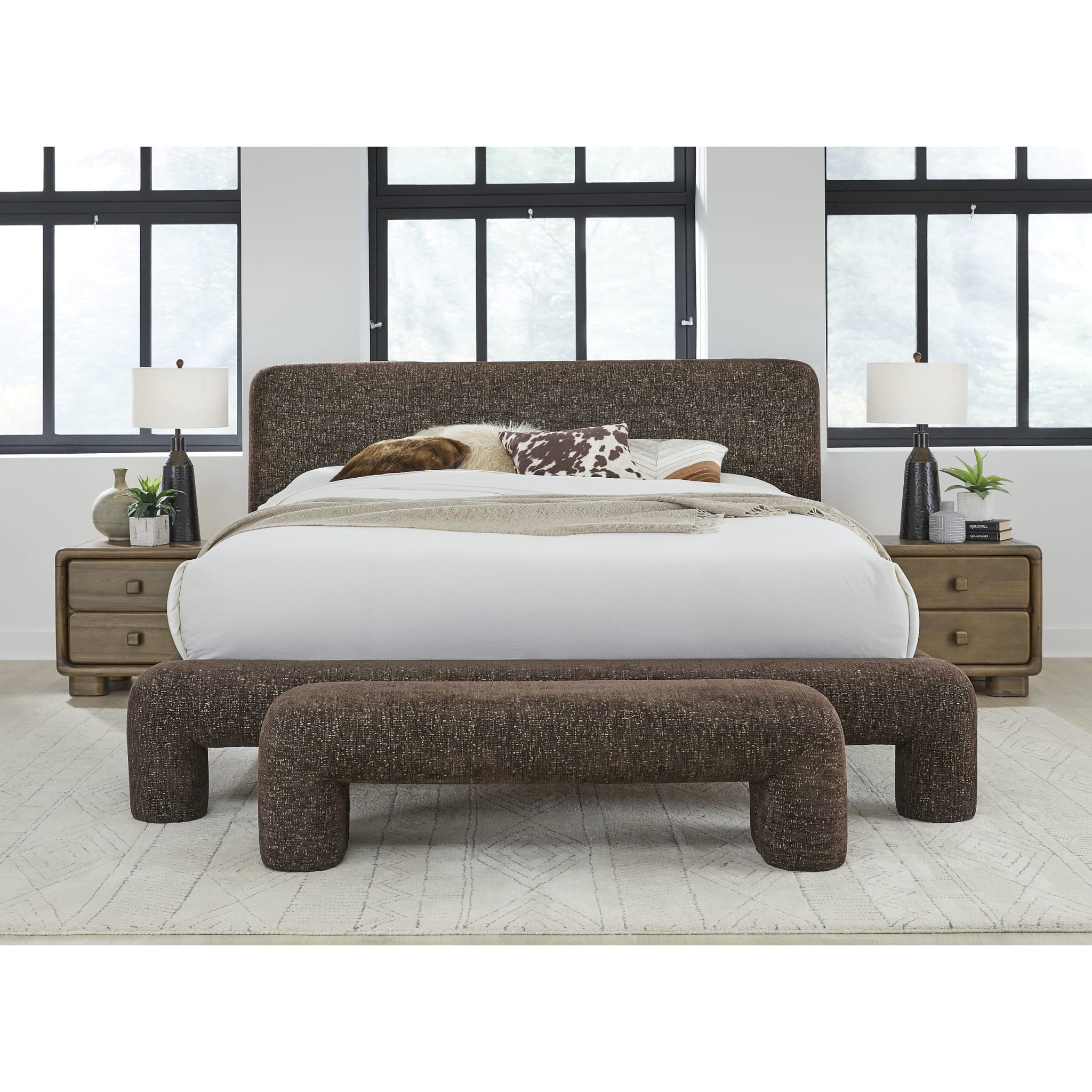 Mocoa Fully Upholstered Bench in Mongoose Chenille - Image 5