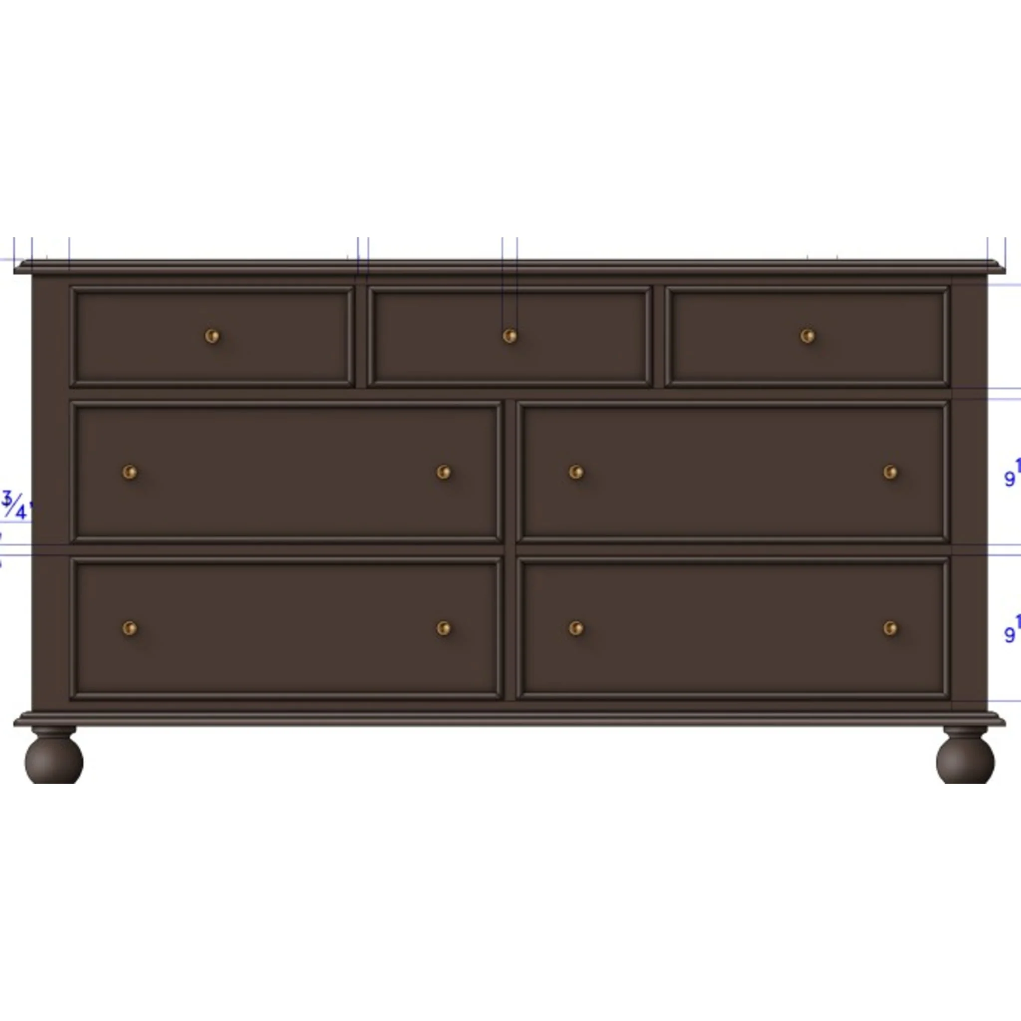 Kellie 7-Dwr Dresser - Bourbon